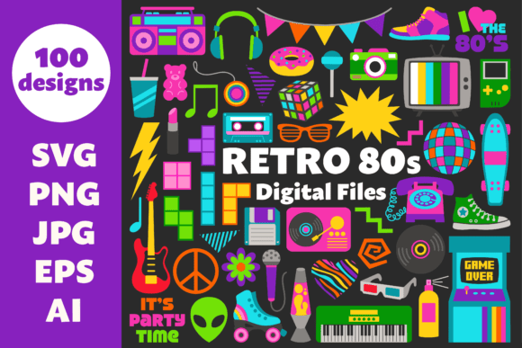 Download Retro 80s Clipart &amp; Vector Files - Retro Collection