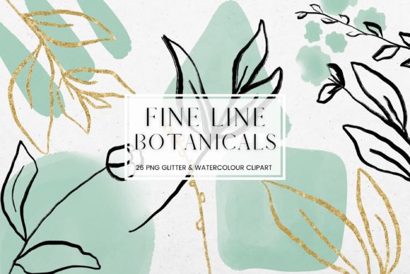Download Fine Line Floral, Green Watercolour - Premium Resources