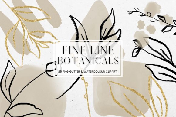 Download Fine Line Floral, Grey Watercolour - Premium Bundle
