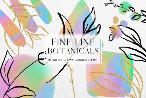Download Fine Line Floral, Rainbow Watercolor - Premium Resources