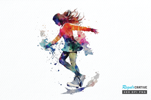 Download Watercolor Woman Figure Skating Clipart - Woman figure Collection