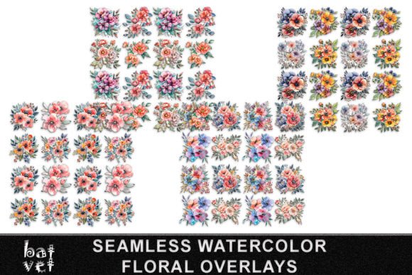 Download Seamless Watercolor Floral Overlay PNG - Sea Collection