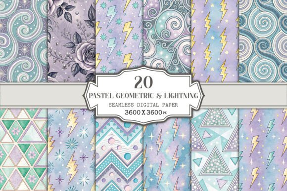 Download Pastel Geometric &amp; Lightning Seamless - Sea Collection
