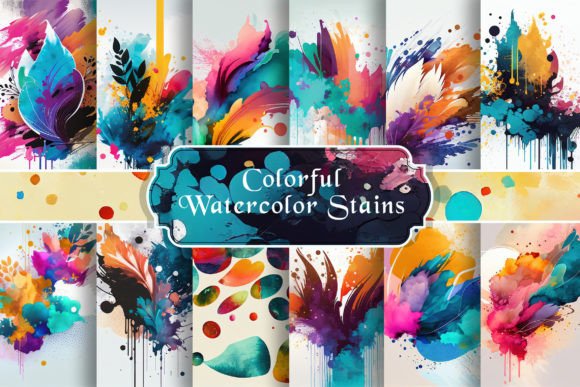 Download Colorful Watercolor Stains Backgrounds - Watercolor stains Collection