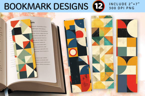 Download Retro Geometric Shapes PNG Bookmark Desi - Retro Collection