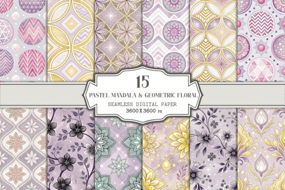 Download Pastel Mandala &amp; Geometric Floral Seamle - Sea Collection