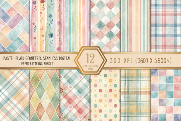 Download Pastel Plaid Geometric Seamless Digital - Sea Collection